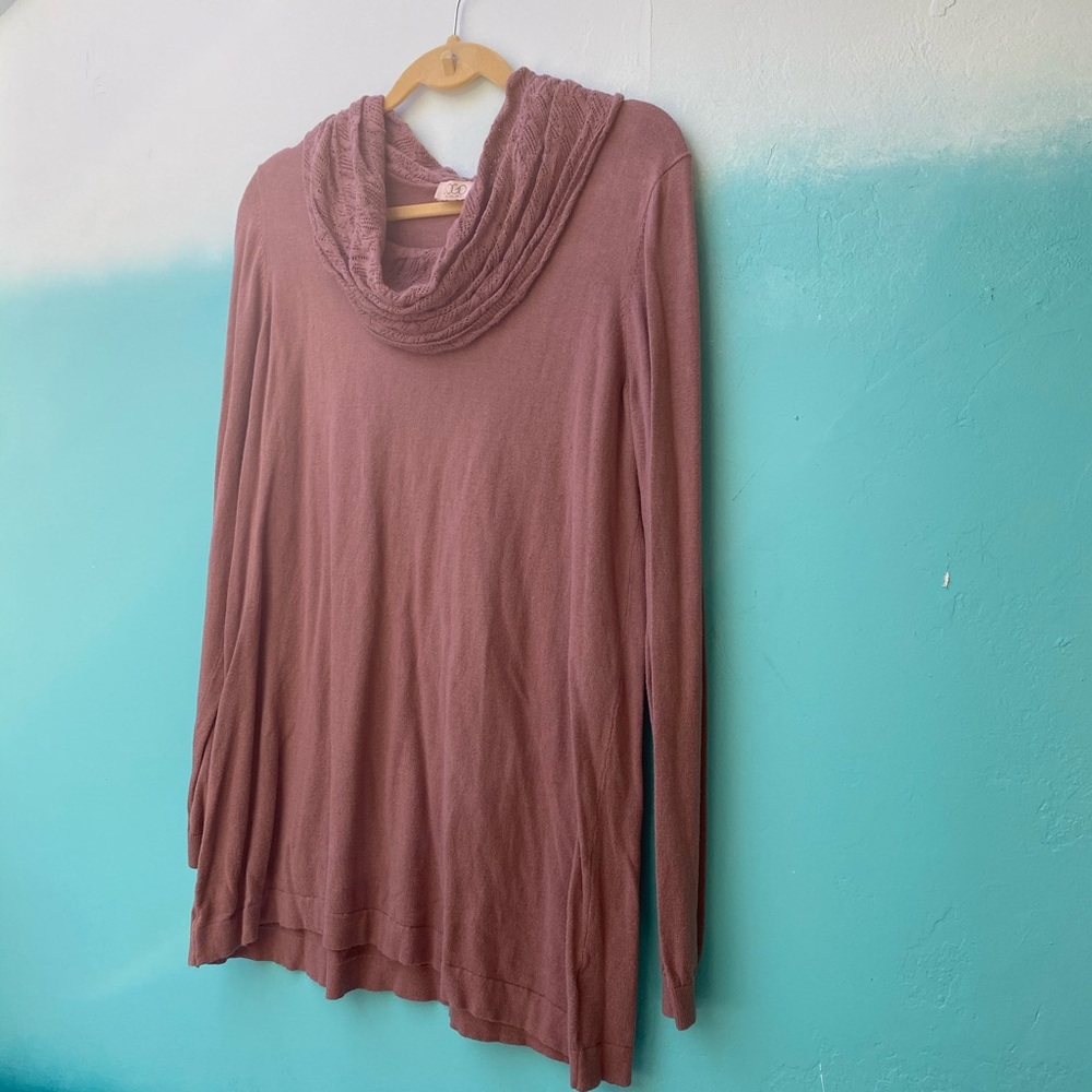 LOGO long sleeved purple top knitted cow neck